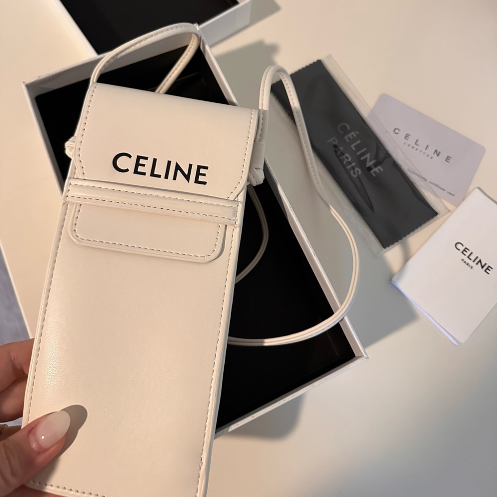 Celine White Sunglasses/Phone Leather Pouch